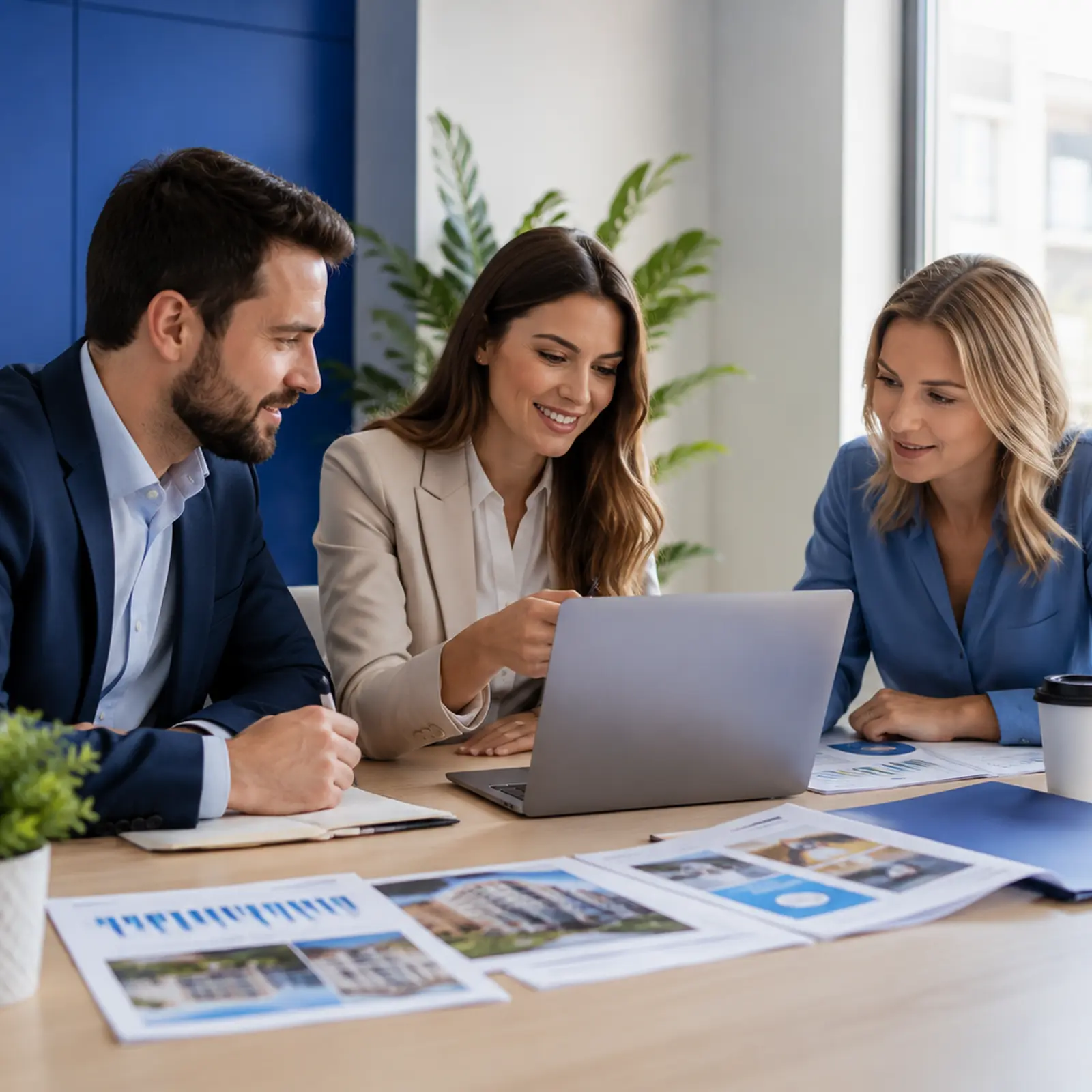 Marketing team reviewing rental advertising opportunities