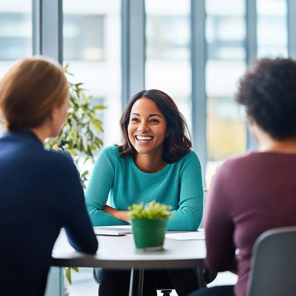 Property manager meeting with clients